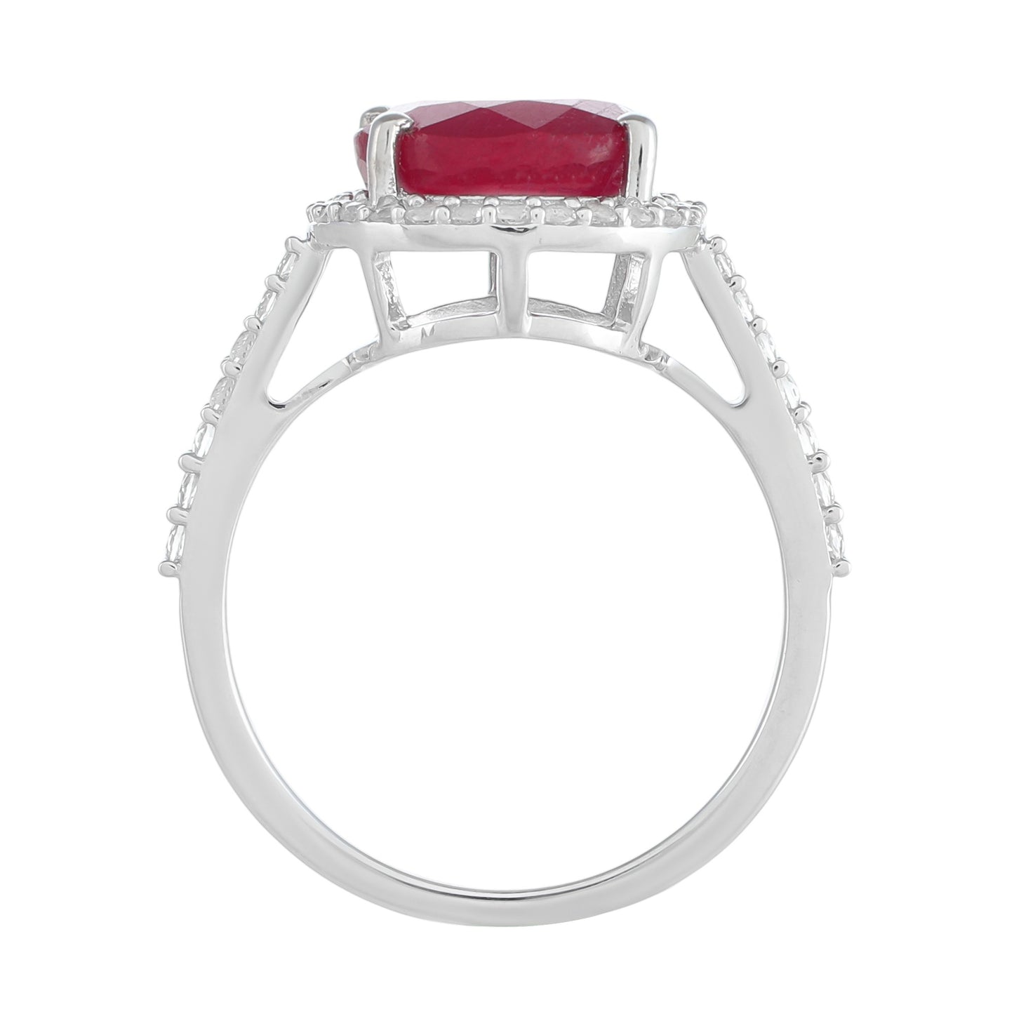 Pierścionek ze srebra próby 925 z tajskim rubinem i białym topazem