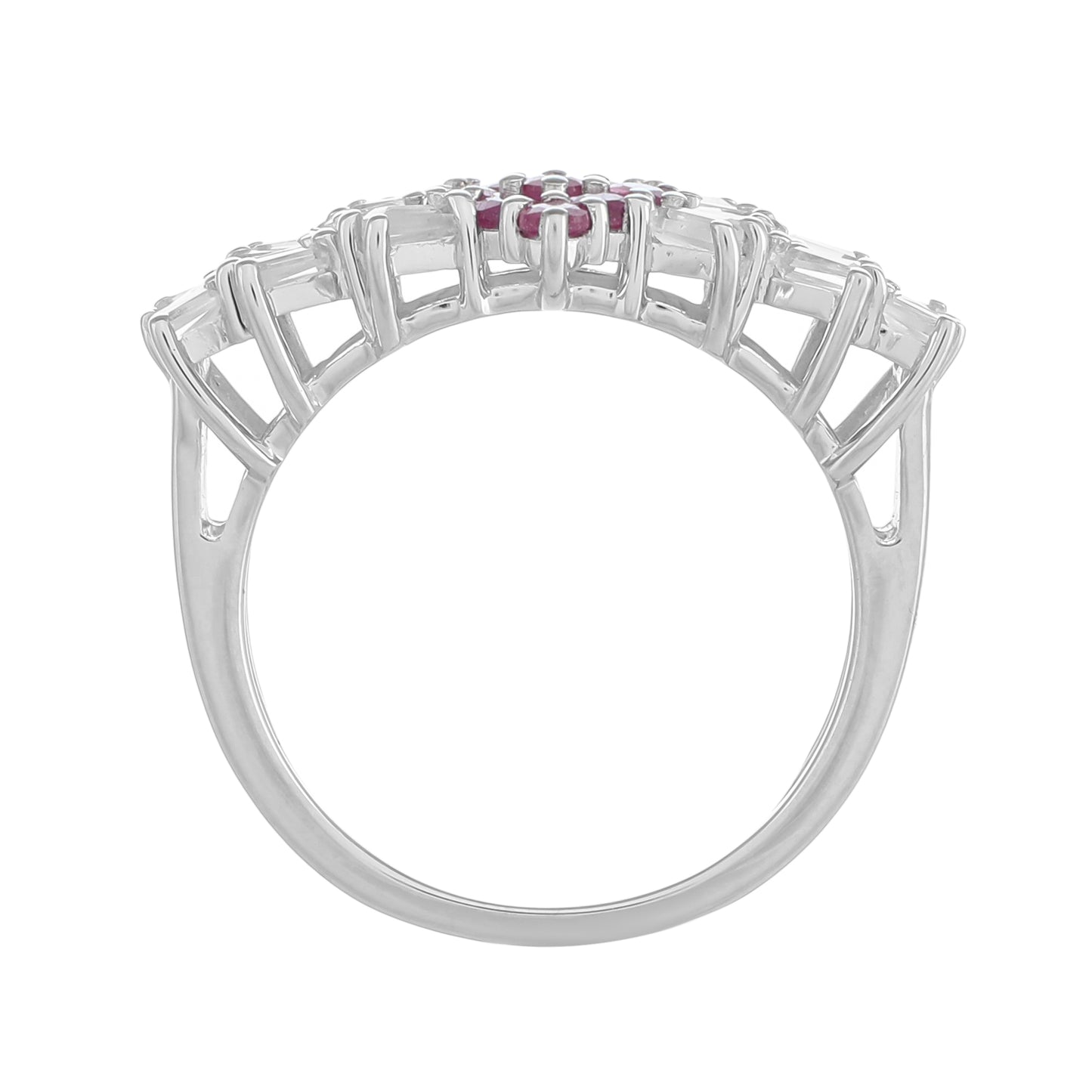Pierścionek ze srebra próby 925 z tajskim rubinem i białym topazem