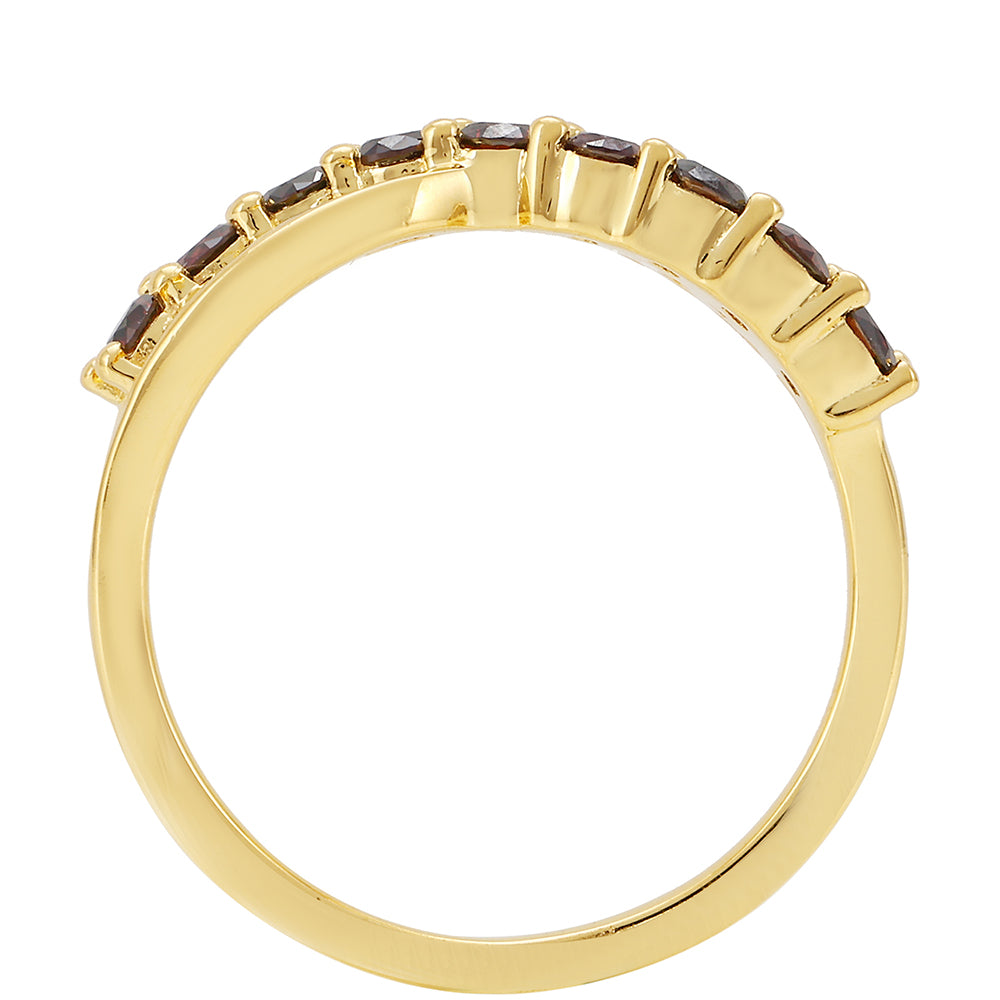 Pierścionek srebrny pozłacany z czerwonym diamentem