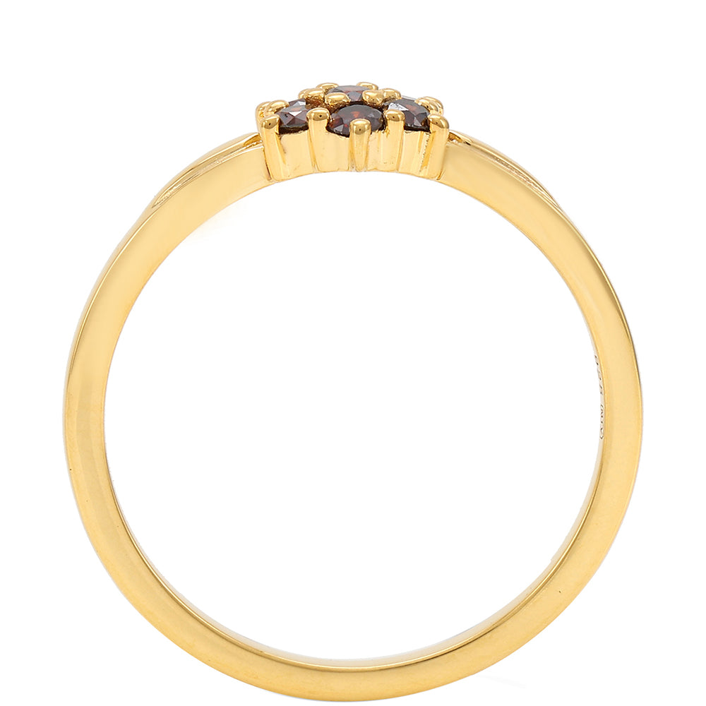 Pierścionek srebrny pozłacany z czerwonym diamentem