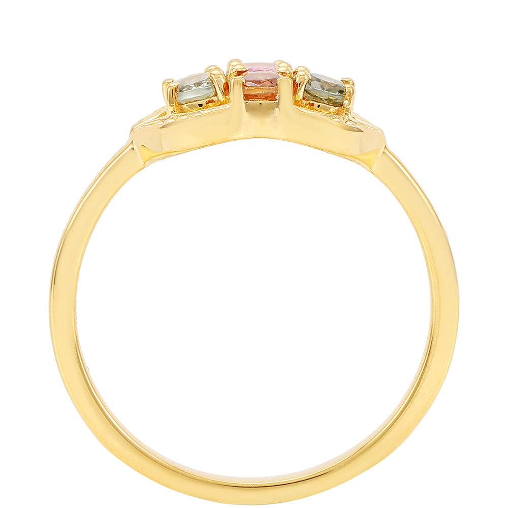 Pierścionek srebrny pozłacany z tęczowym turmalinem