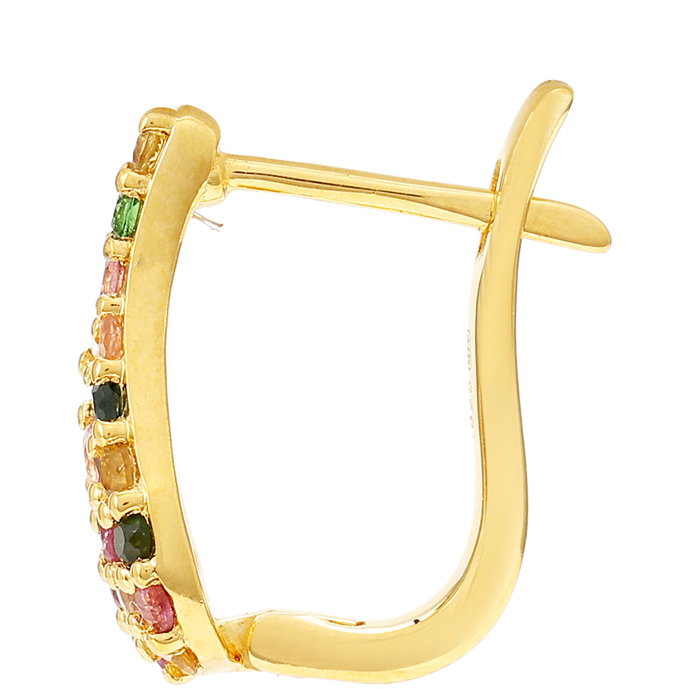 Kolczyki srebrne pozłacane z tęczowym turmalinem