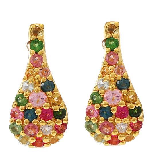 Kolczyki srebrne pozłacane z tęczowym turmalinem