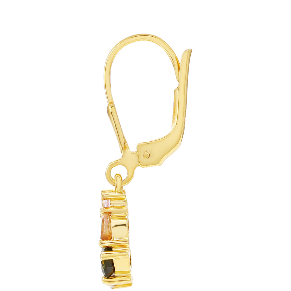 Kolczyki srebrne pozłacane z tęczowym turmalinem i białym topazem