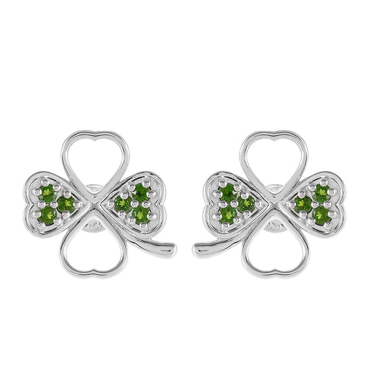 Kolczyki ze srebra próbe 925 z chromowym diopsydem