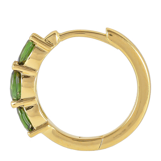 Kolczyki srebrne pozłacane z zielonym turmalinem