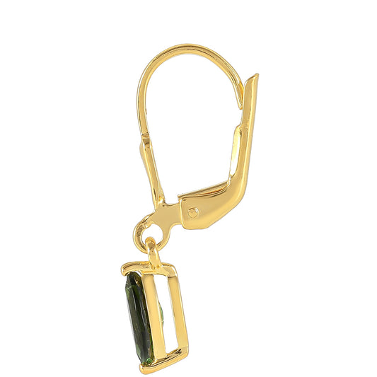 Kolczyki srebrne pozłacane z zielonym turmalinem