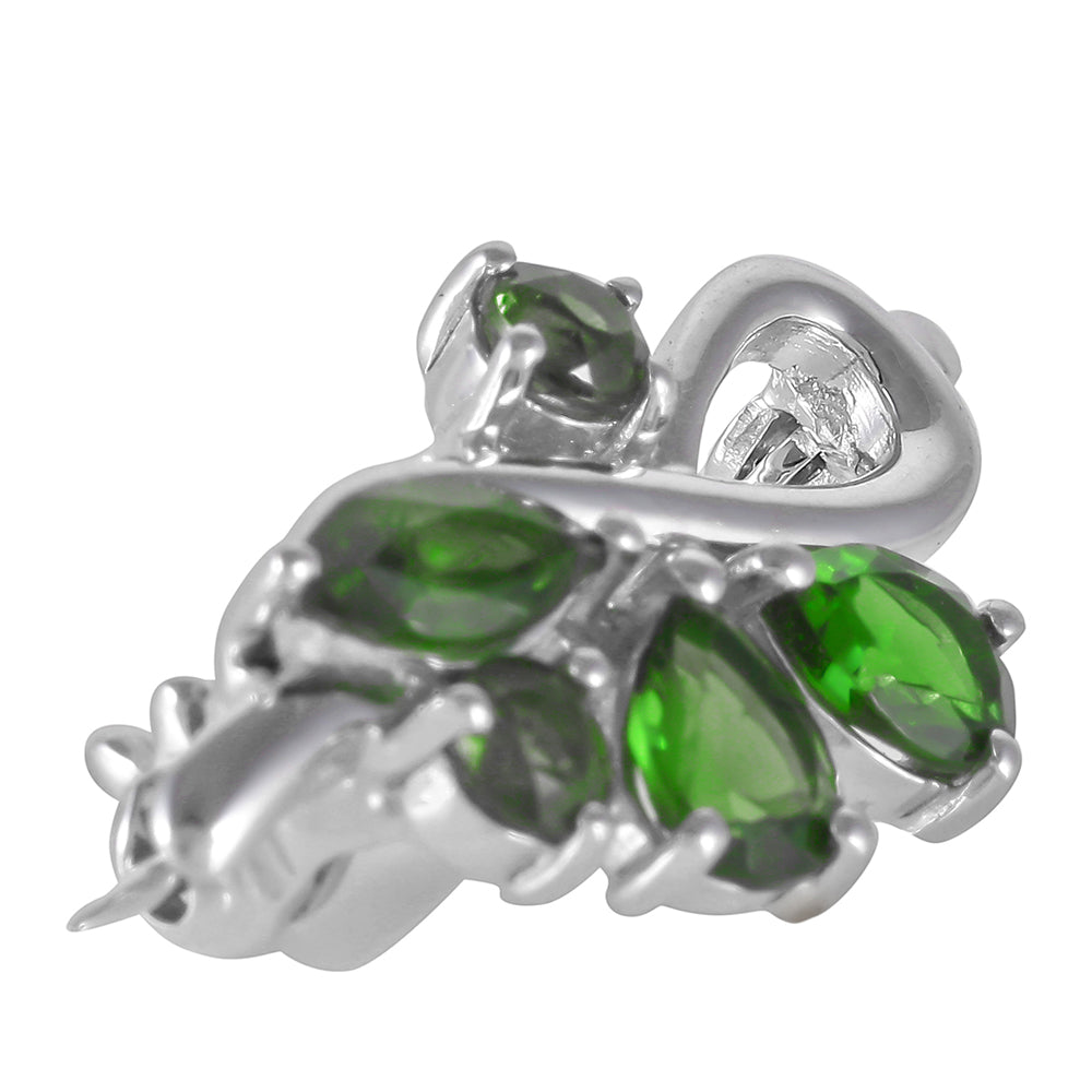 Broszka ze srebra próby 925 z chromowym diopsydem