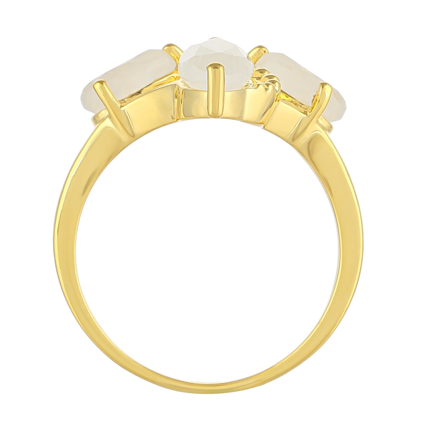 Pierścionek srebrny pozłacany z tęczowym kamieniem księżycowym