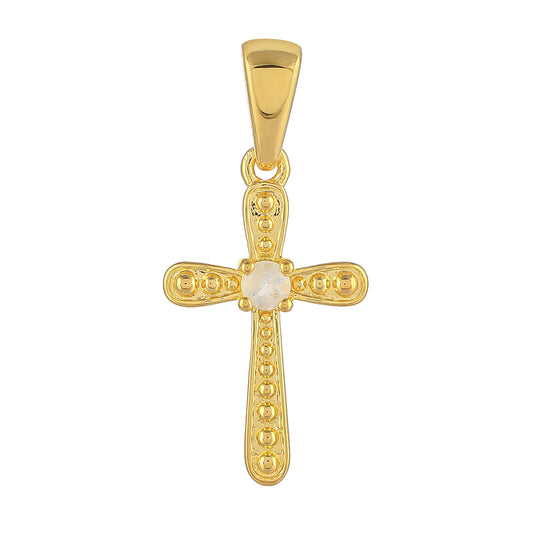 Zawieszka srebrna pozłacana z tęczowym kamieniem księżycowym