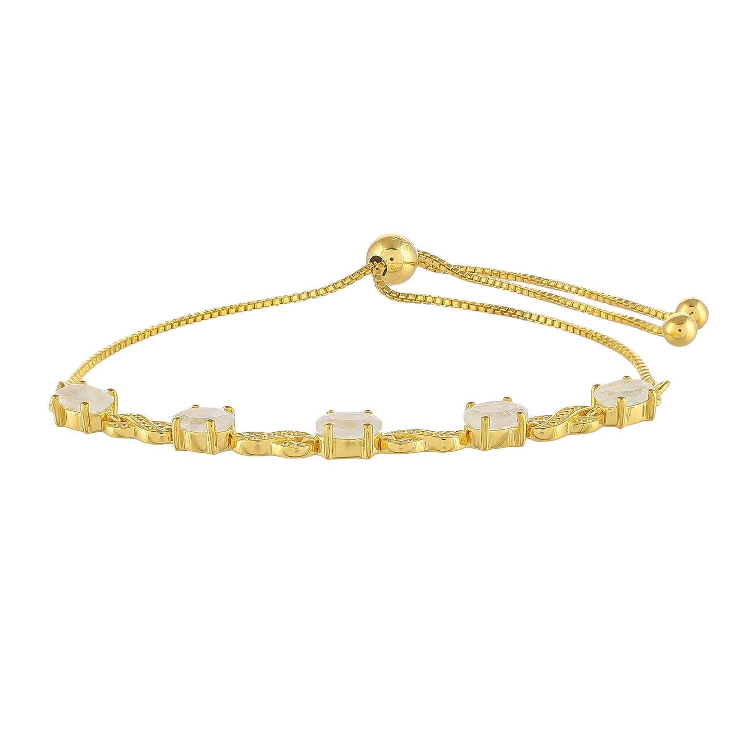 Bransoletka srebrna pozłacana z tęczowym kamieniem księżycowym