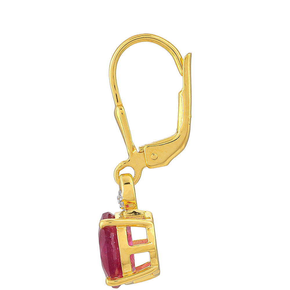 Kolczyki srebrne pozłacane z tajskim rubinem i białym topazem