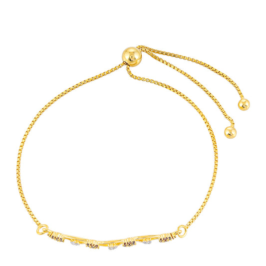 Bransoletka srebrna pozłacana z czerwonym diamentem i białym diamentem