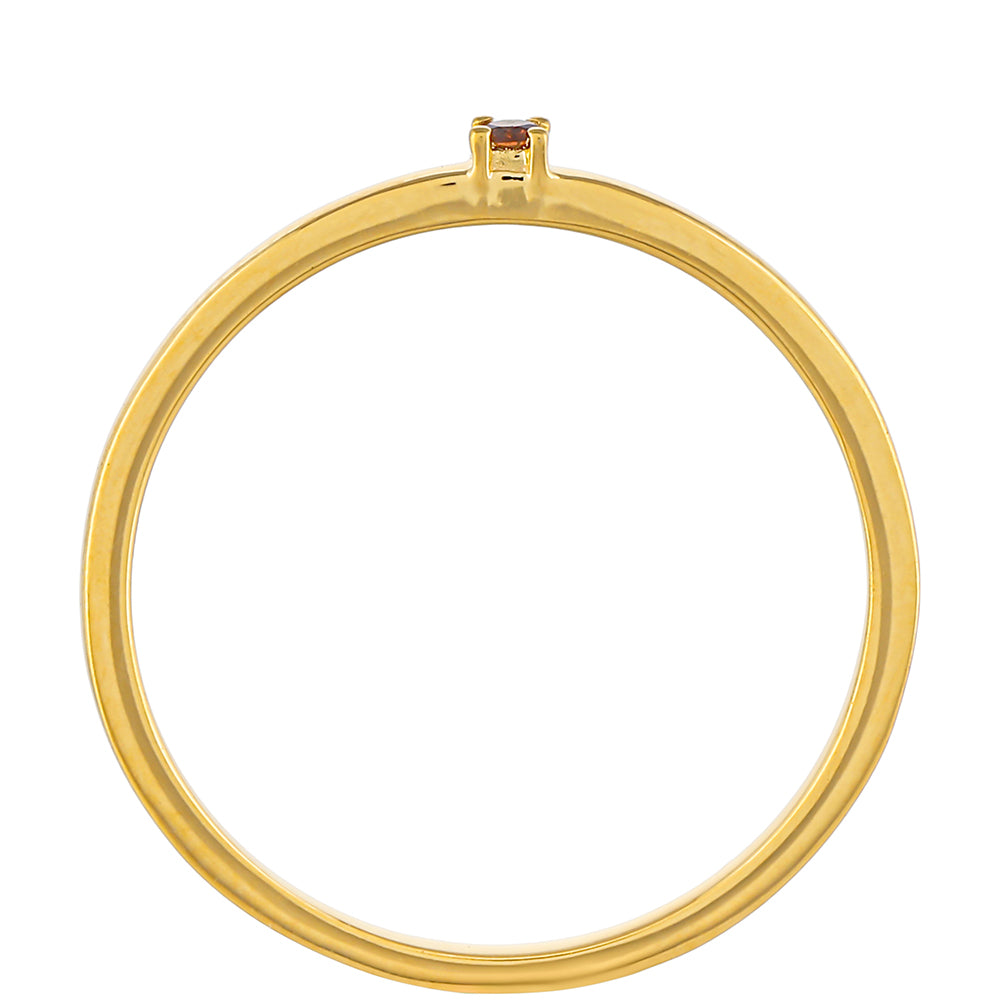 Pierścionek srebrny pozłacany z czerwonym diamentem