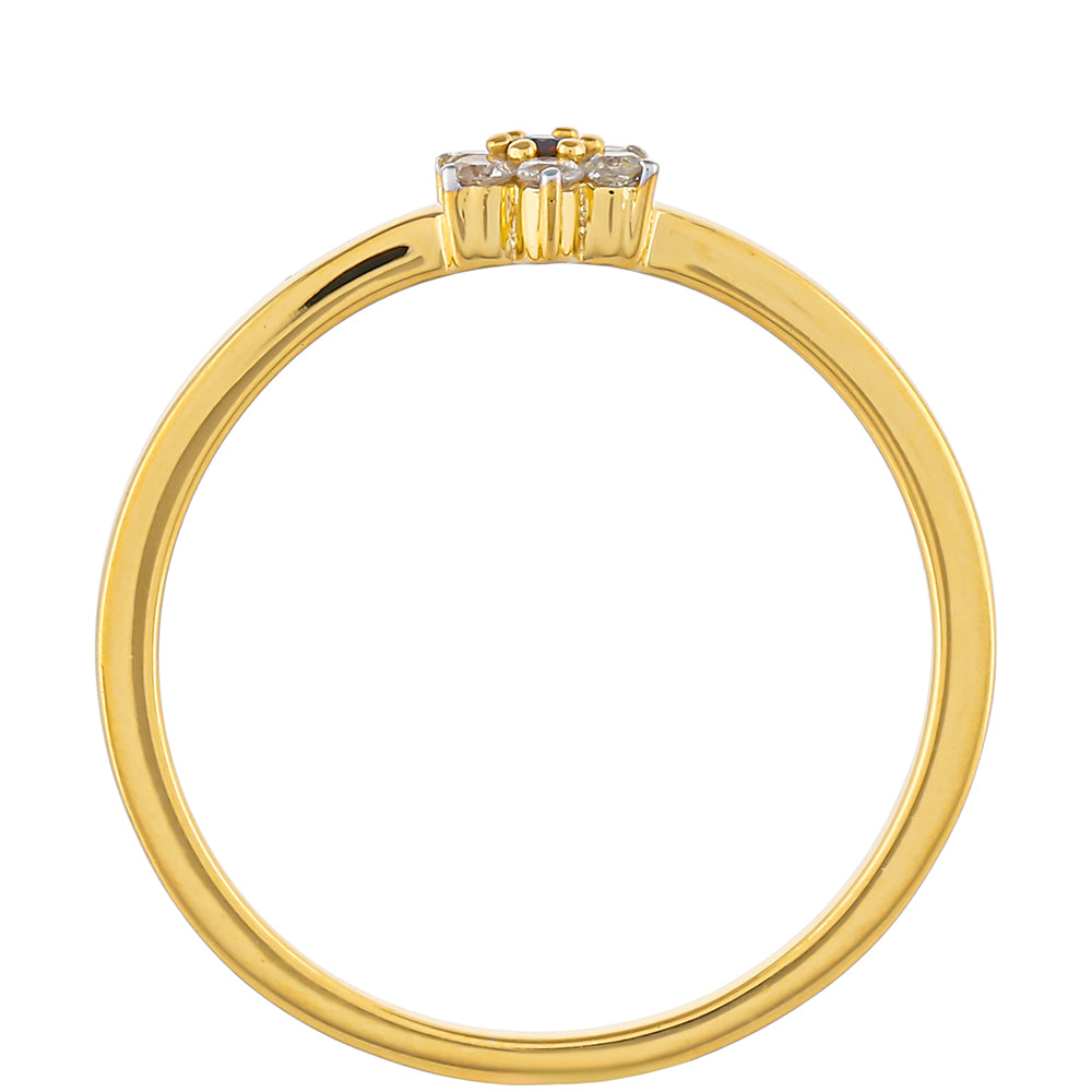 Pierścionek srebrny pozłacany z czerwonym diamentem i białym diamentem