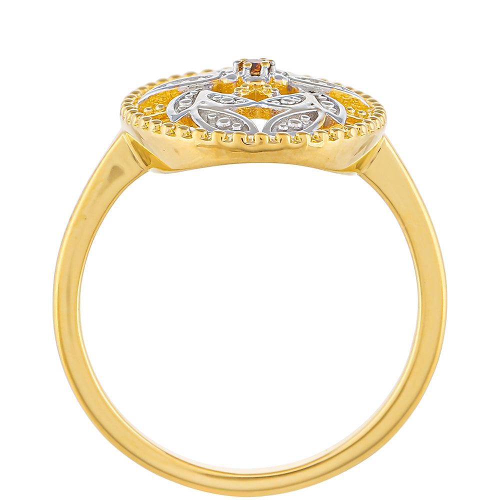 Pierścionek srebrny pozłacany z czerwonym diamentem