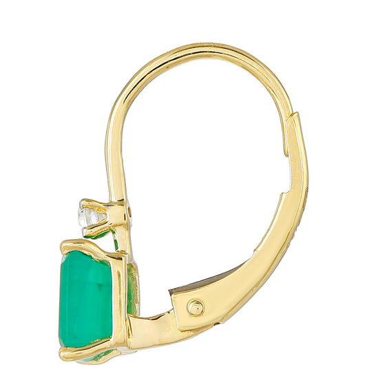 Kolczyki z 9K złota z brazylijskim szmaragdem i naturalnym cyrkonem