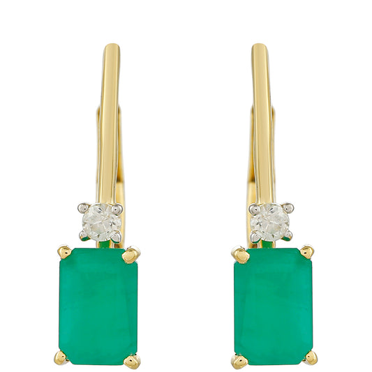 Kolczyki z 9K złota z brazylijskim szmaragdem i naturalnym cyrkonem