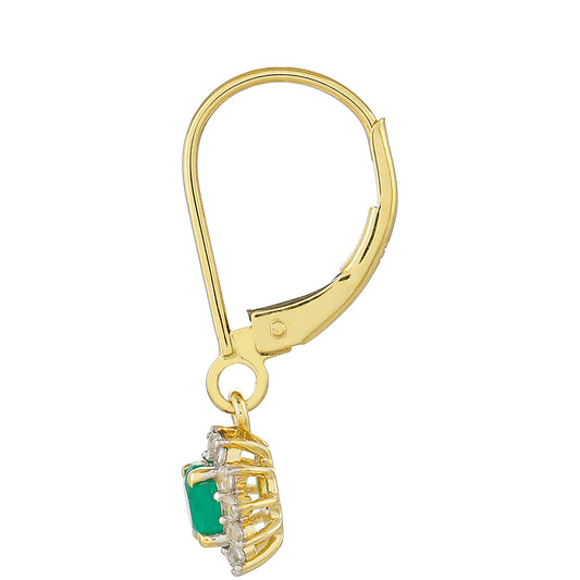 Kolczyki z 9K złota z brazylijskim szmaragdem i naturalnym cyrkonem