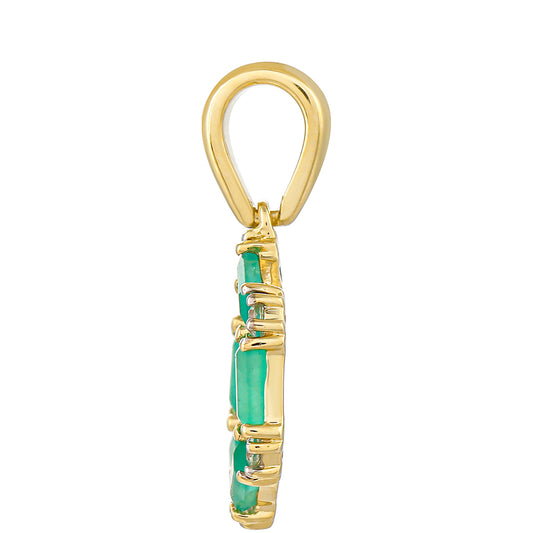Zawieszka z 9K złota z brazylijskim szmaragdem i naturalnym cyrkonem
