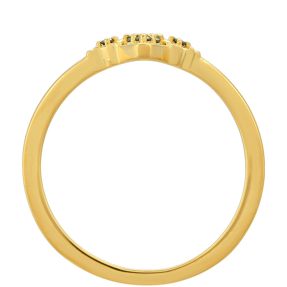 Pierścionek srebrny pozłacany z zielonym diamentem