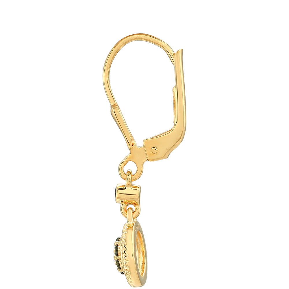 Kolczyki srebrne pozłacane z zielonym diamentem