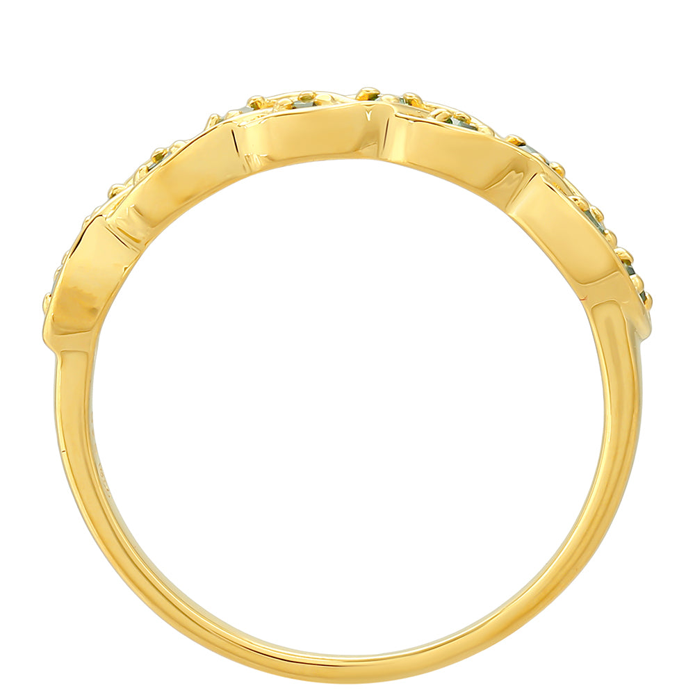 Pierścionek srebrny pozłacany z zielonym diamentem