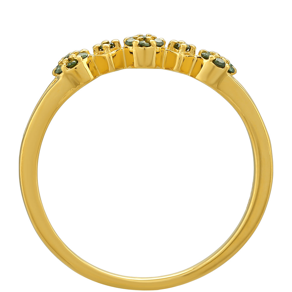 Pierścionek srebrny pozłacany z zielonym diamentem