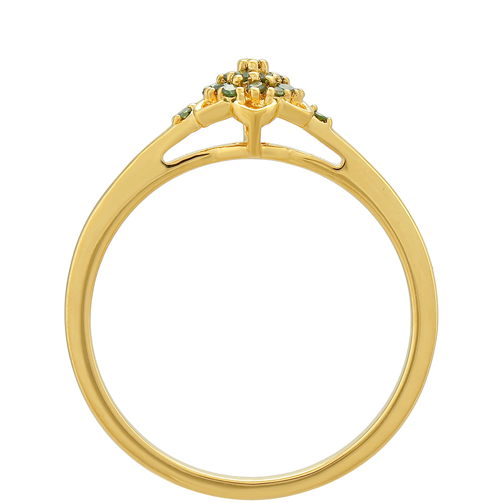 Pierścionek srebrny pozłacany z zielonym diamentem