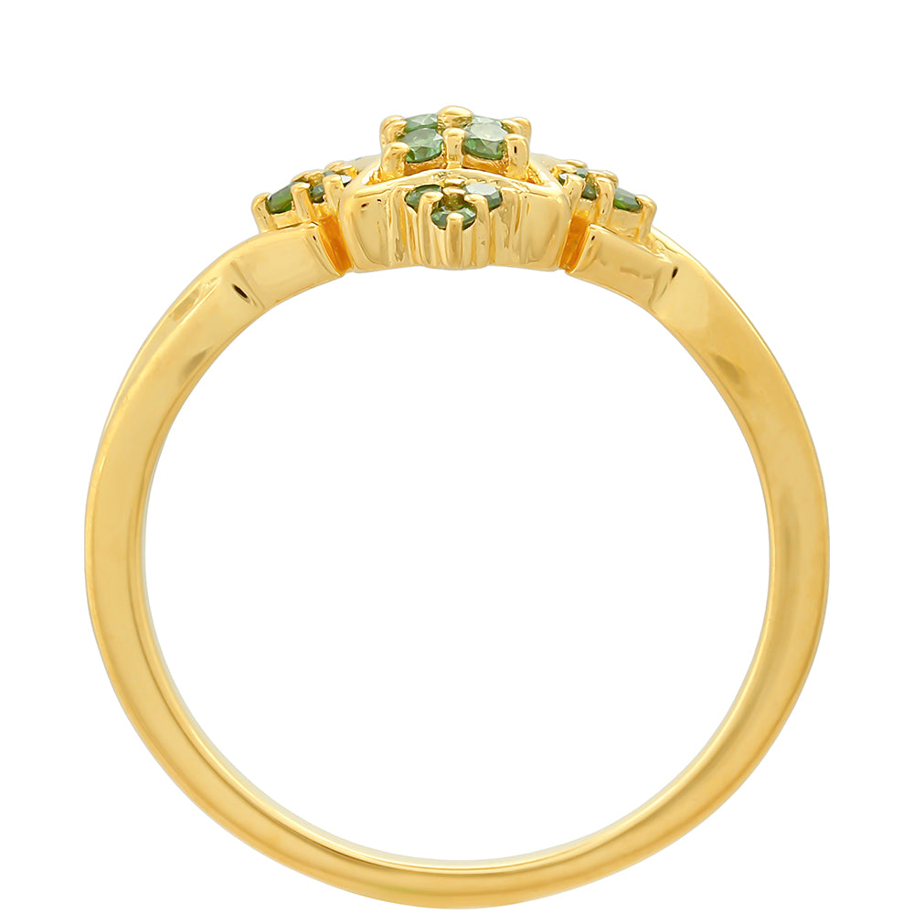 Pierścionek srebrny pozłacany z zielonym diamentem