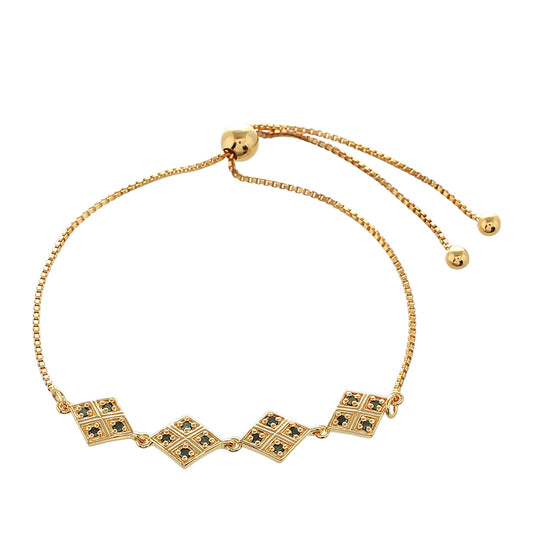 Bransoletka srebrna pozłacana z zielonym diamentem