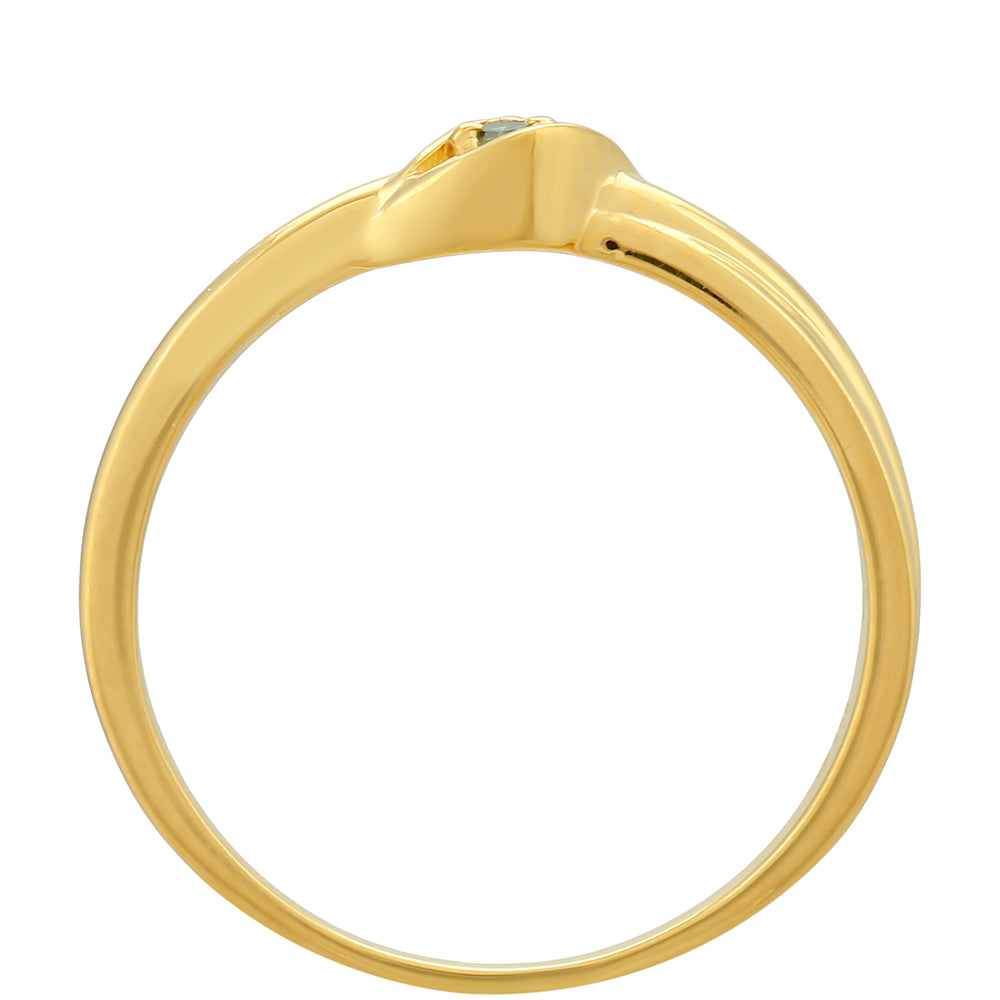 Pierścionek srebrny pozłacany z zielonym diamentem