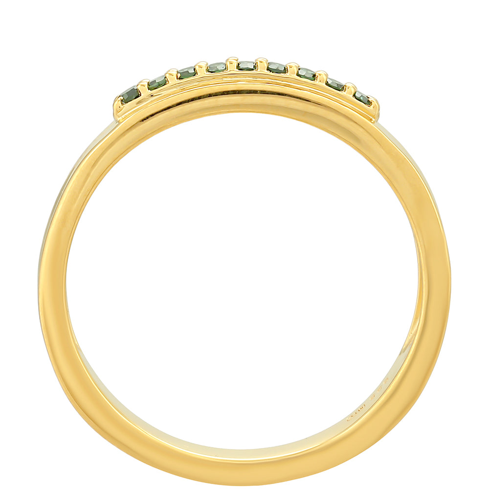 Pierścionek srebrny pozłacany z zielonym diamentem