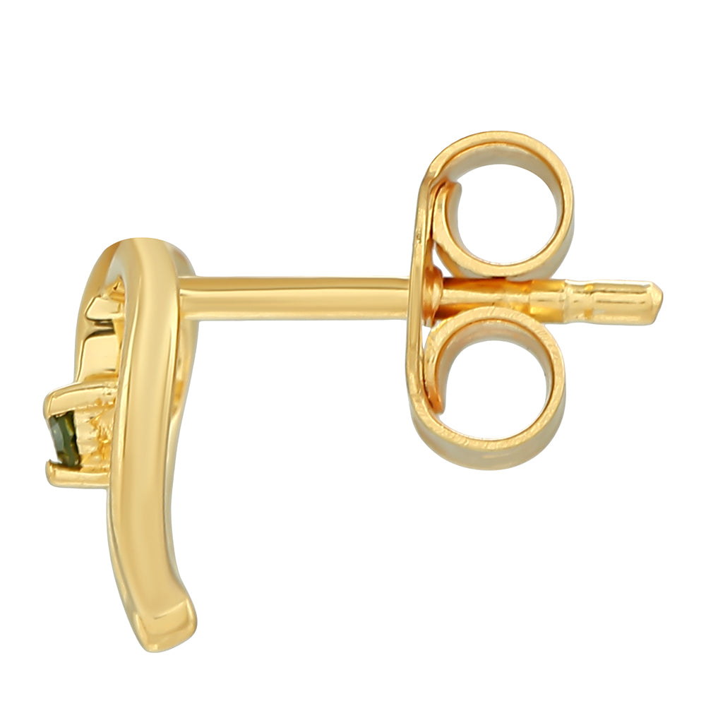 Kolczyki srebrne pozłacane z zielonym diamentem