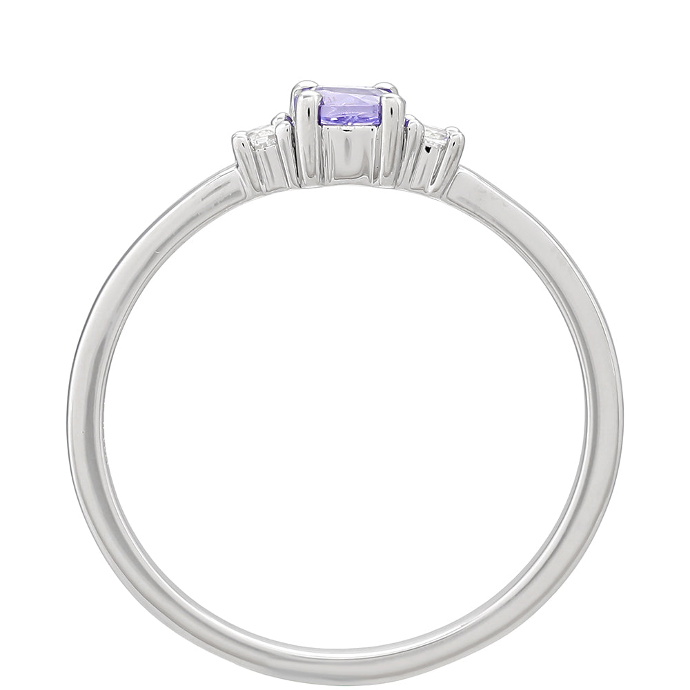 Pierścionek ze srebra próby 925 z tanzanitem klasy AAA i białym topazem