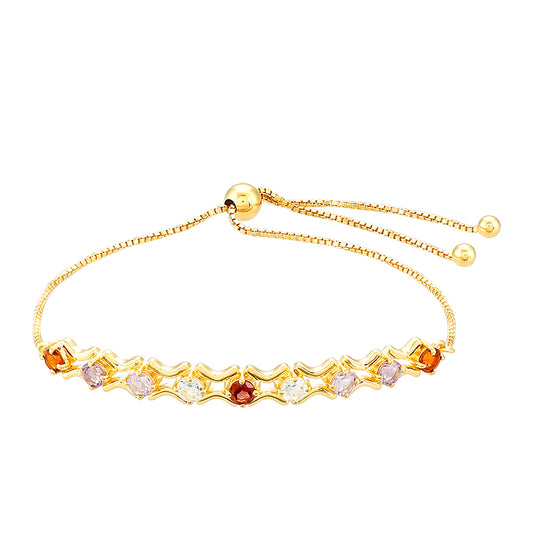 Bransoletka srebrna pozłacana z ametystem i cytrynem