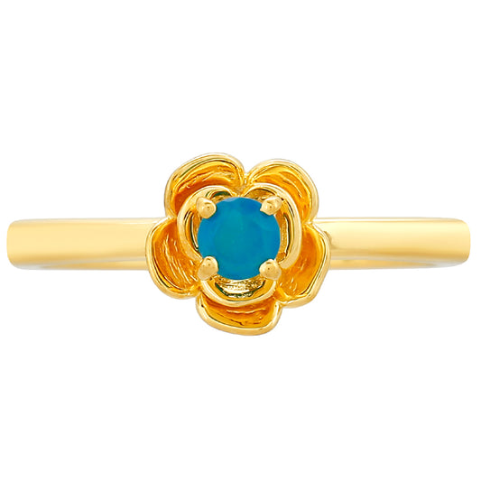 Pierścionek srebrny pozłacany z etiopskim Paraiba niebieskim opalem