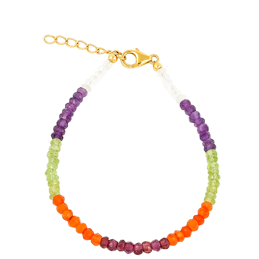 Bransoletka srebrna pozłacana z kalejdoskopowymi kamieniami