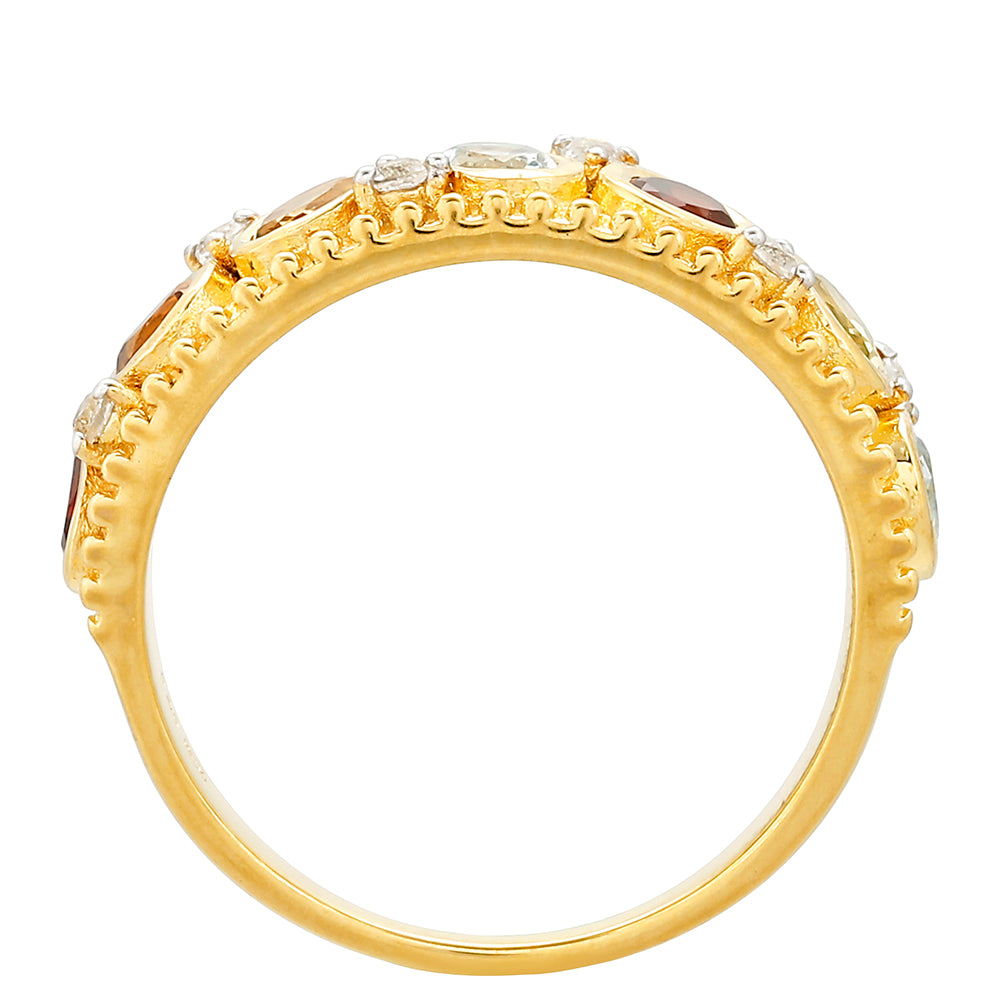 Pierścionek srebrny pozłacany z granatem i cytrynem