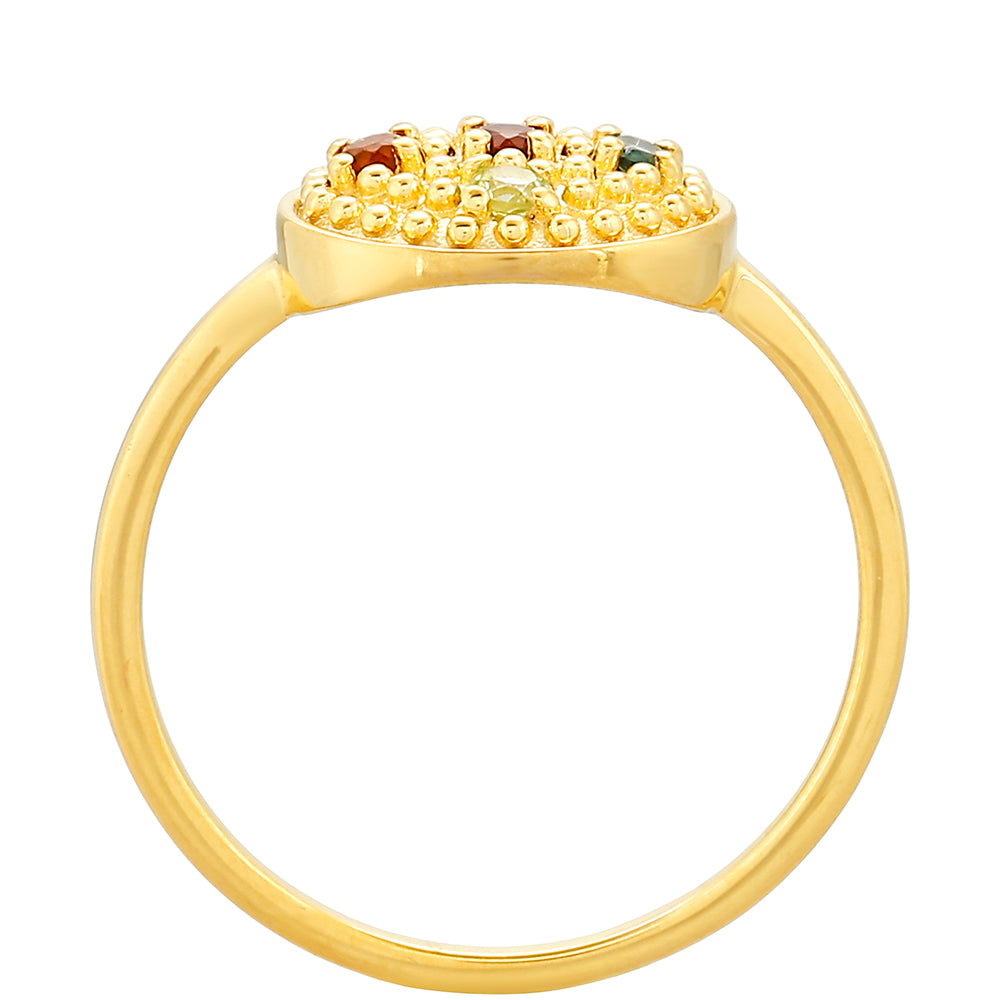 Pierścionek srebrny pozłacany z ametystem i cytrynem