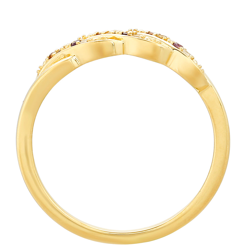 Pierścionek srebrny pozłacany z ametystem i cytrynem