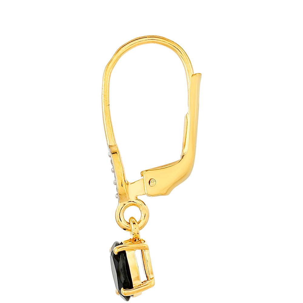 Kolczyki srebrne pozłacane z czarnym turmallinem i białym topazem