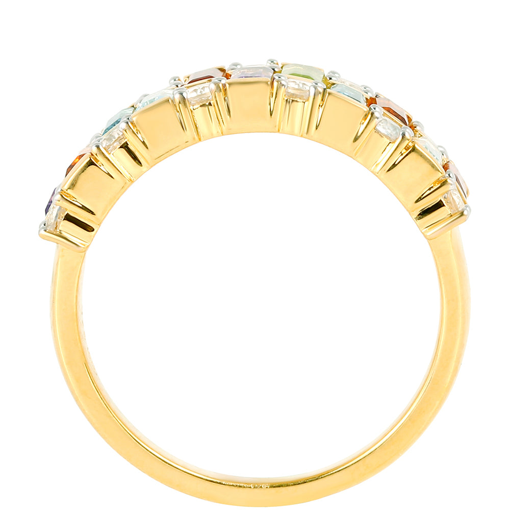 Pierścionek srebrny pozłacany z ametystem i cytrynem