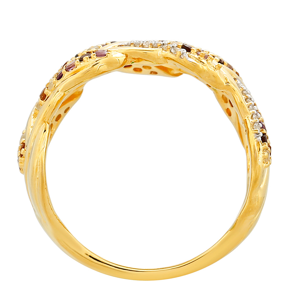 Pierścionek srebrny pozłacany z ametystem i cytrynem