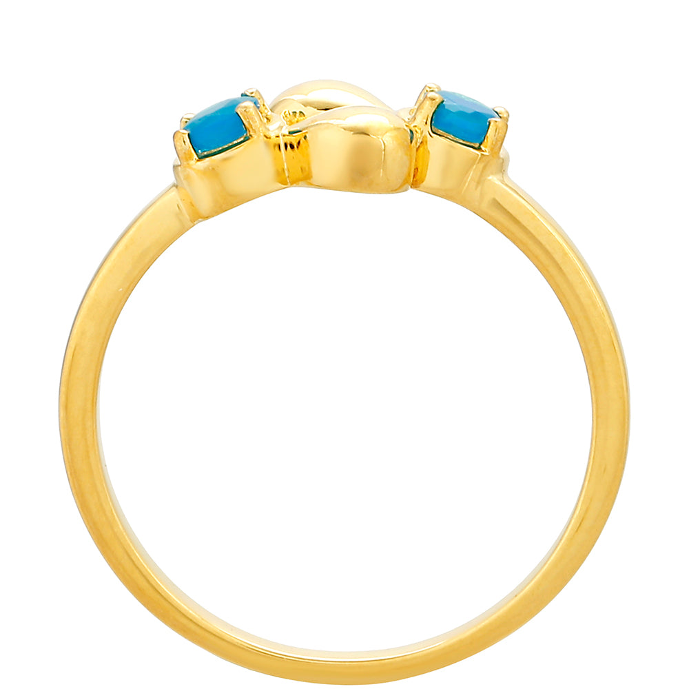 Pierścionek srebrny pozłacany z etiopskim Paraiba niebieskim opalem