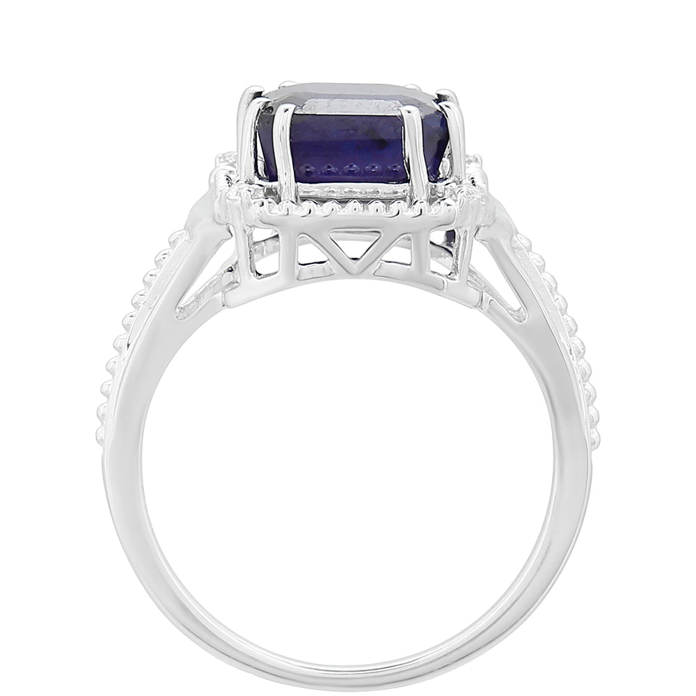 Pierścionek ze srebra próby 925 z szafirem tajskim i białym topazem