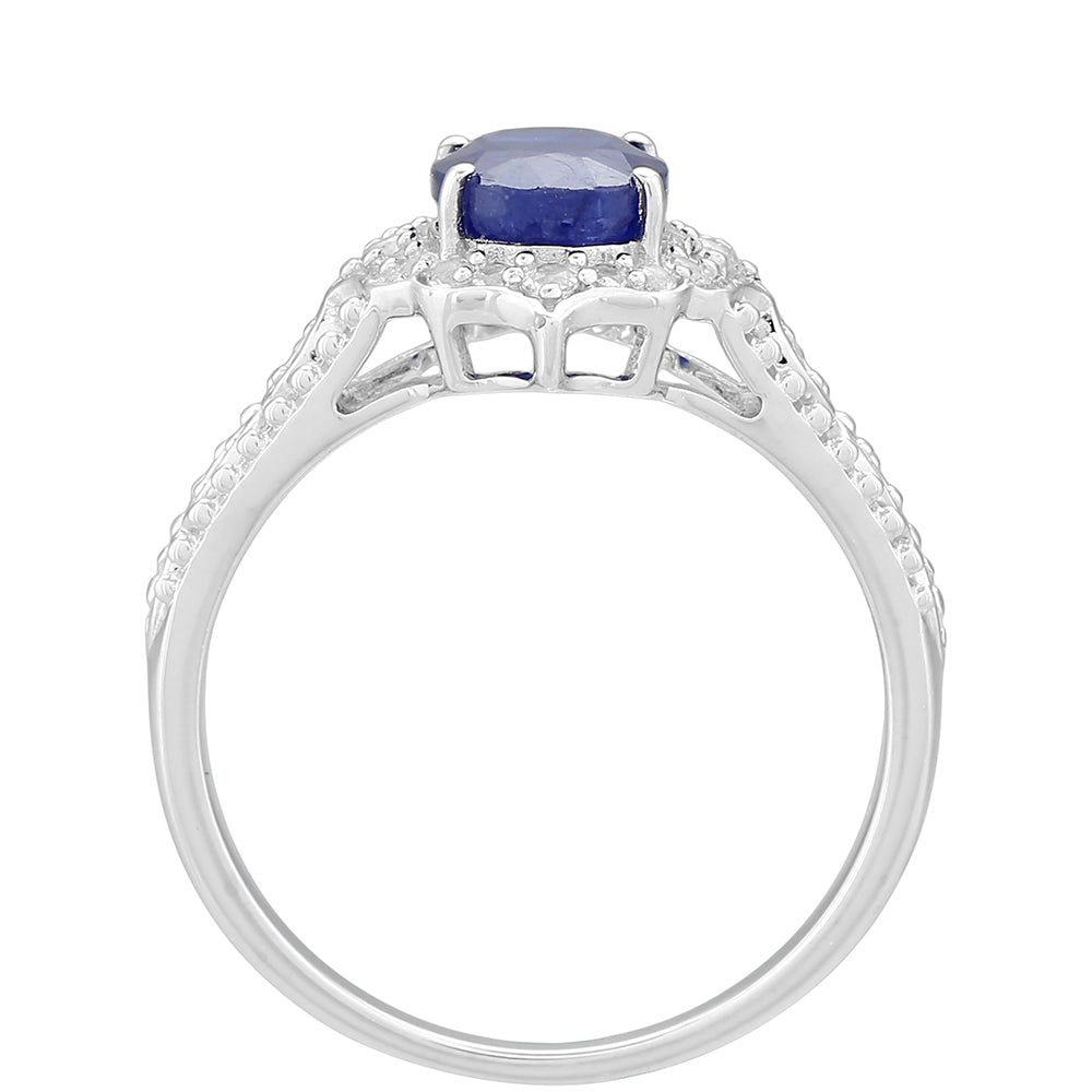 Pierścionek ze srebra próby 925 z szafirem tajskim i białym topazem