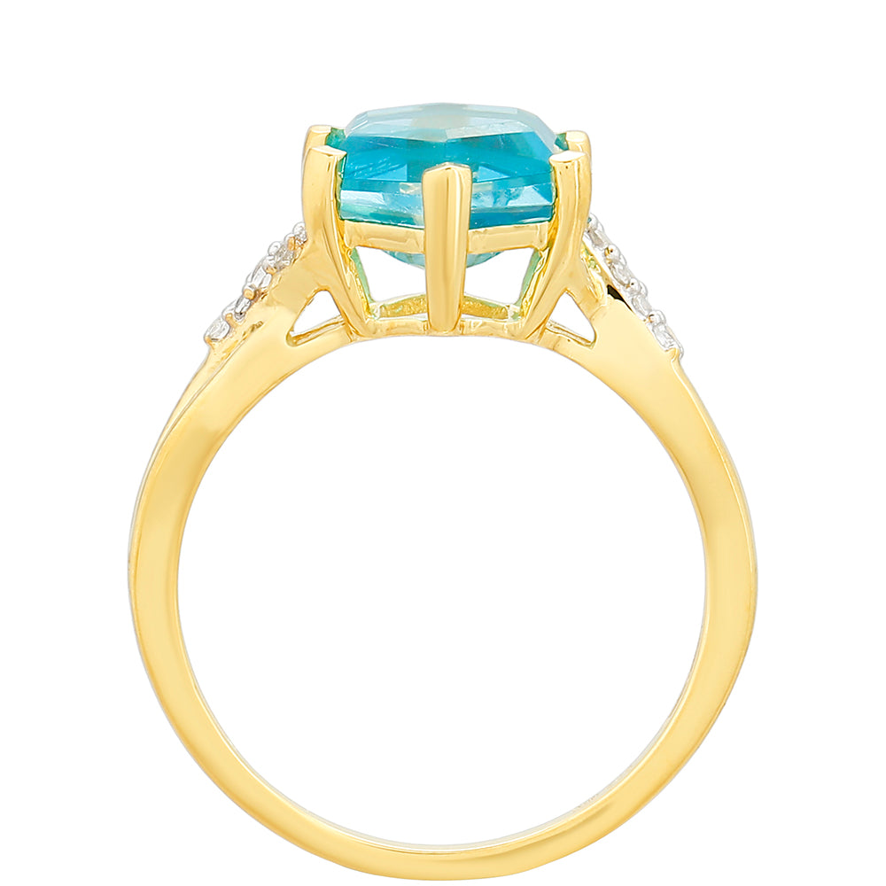 Pierścionek srebrny pozłacany z kwarcem Paraiba i białym topazem