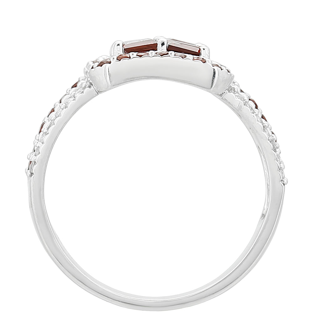 Pierścionek ze srebra próby 925 z granatem i białym topazem