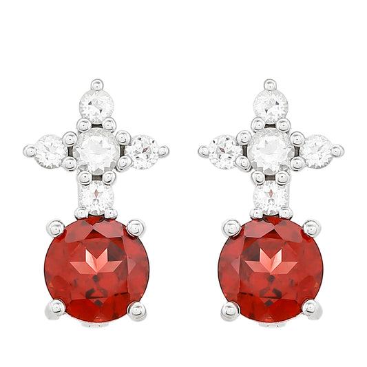 Kolczyki ze srebra próbe 925 z granatem i białym topazem